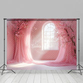 Aperturee - Aperturee Sweet Baby Pink Floral Arch Window Wedding Backdrop